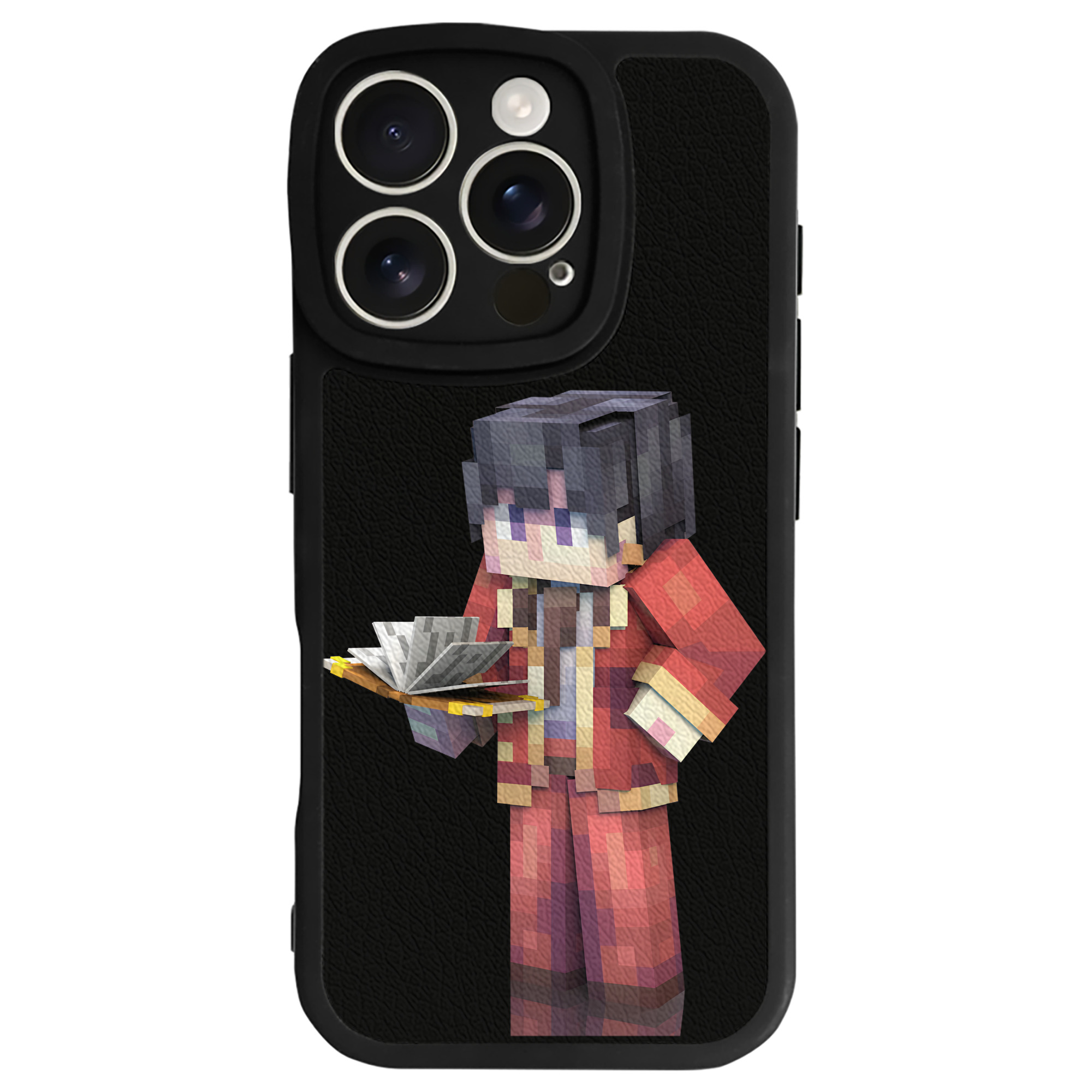 （画像用） マインクラフト ブロックの世界 Minecraft MC Block world 【iPhone 16シリーズ対応】シリコンスマホケース（レザー調） 材質：シリコン